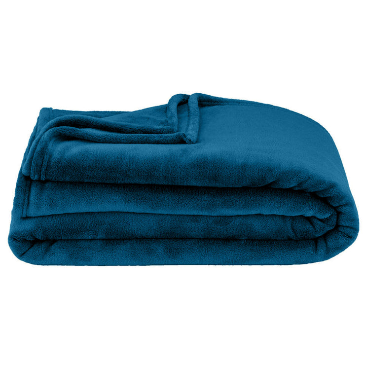 Plaid polaire microfibre toucher peluche - Bleu canard